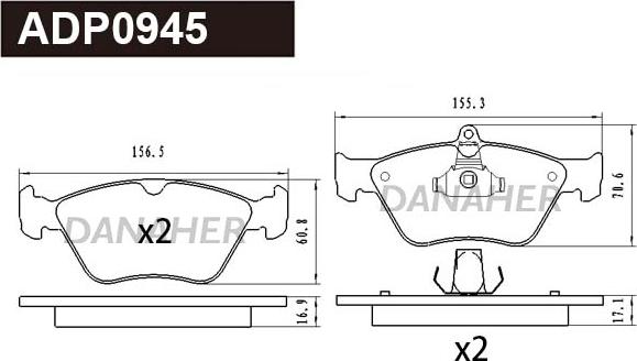 Danaher ADP0945 - Гальмівні колодки, дискові гальма autozip.com.ua