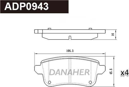 Danaher ADP0943 - Гальмівні колодки, дискові гальма autozip.com.ua