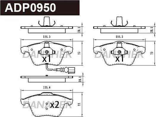 Danaher ADP0950 - Гальмівні колодки, дискові гальма autozip.com.ua