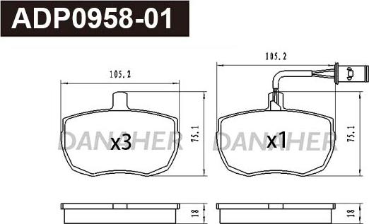 Danaher ADP0958-01 - Гальмівні колодки, дискові гальма autozip.com.ua