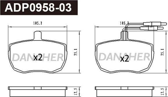 Danaher ADP0958-03 - Гальмівні колодки, дискові гальма autozip.com.ua