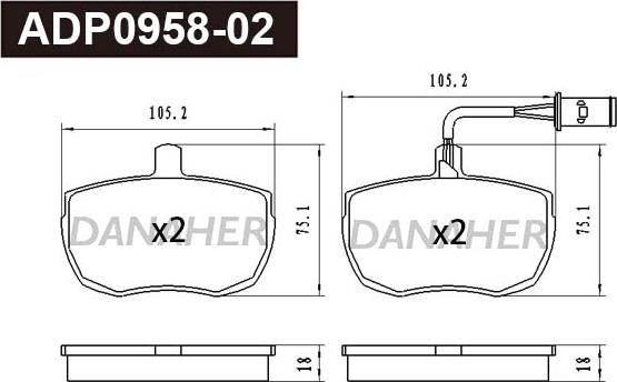 Danaher ADP0958-02 - Гальмівні колодки, дискові гальма autozip.com.ua