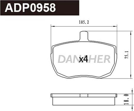 Danaher ADP0958 - Гальмівні колодки, дискові гальма autozip.com.ua