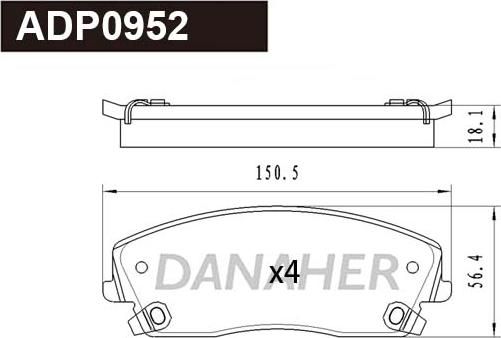 Danaher ADP0952 - Гальмівні колодки, дискові гальма autozip.com.ua