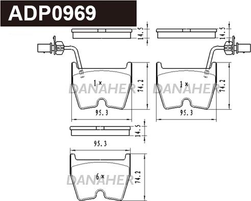 Danaher ADP0969 - Гальмівні колодки, дискові гальма autozip.com.ua