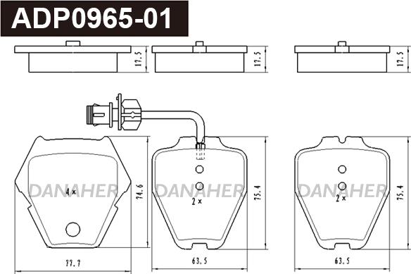 Danaher ADP0965-01 - Гальмівні колодки, дискові гальма autozip.com.ua