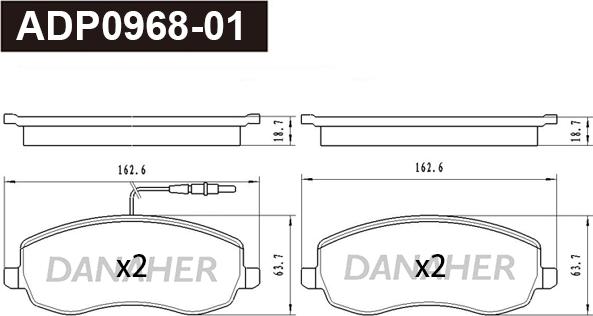 Danaher ADP0968-01 - Гальмівні колодки, дискові гальма autozip.com.ua