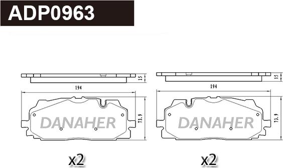 Danaher ADP0963 - Гальмівні колодки, дискові гальма autozip.com.ua
