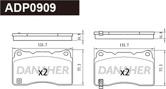 Danaher ADP0909 - Гальмівні колодки, дискові гальма autozip.com.ua