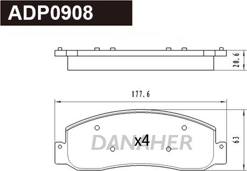 Danaher ADP0908 - Гальмівні колодки, дискові гальма autozip.com.ua