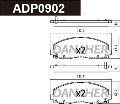 Danaher ADP0902 - Гальмівні колодки, дискові гальма autozip.com.ua