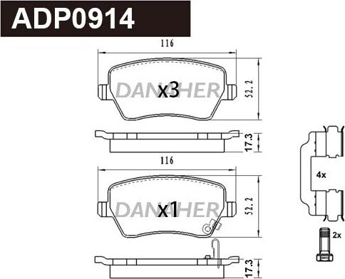 Danaher ADP0914 - Гальмівні колодки, дискові гальма autozip.com.ua