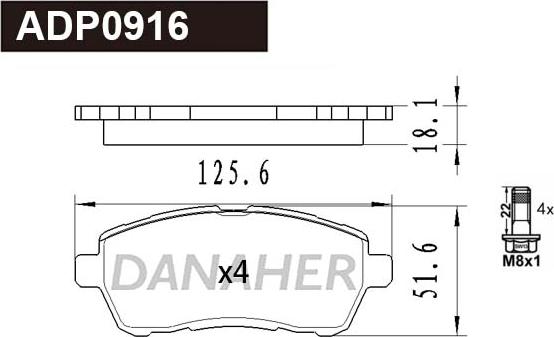 Danaher ADP0916 - Гальмівні колодки, дискові гальма autozip.com.ua