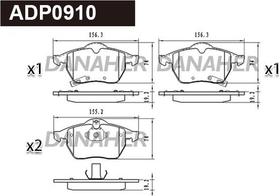 Danaher ADP0910 - Гальмівні колодки, дискові гальма autozip.com.ua