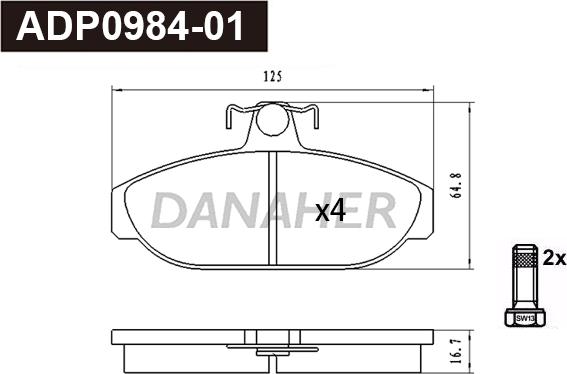 Danaher ADP0984-01 - Гальмівні колодки, дискові гальма autozip.com.ua