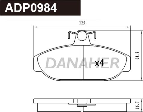 Danaher ADP0984 - Гальмівні колодки, дискові гальма autozip.com.ua