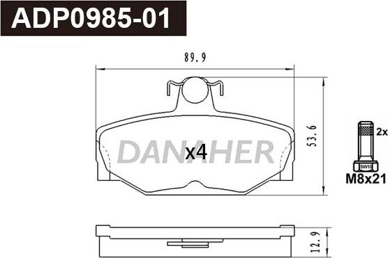 Danaher ADP0985-01 - Гальмівні колодки, дискові гальма autozip.com.ua
