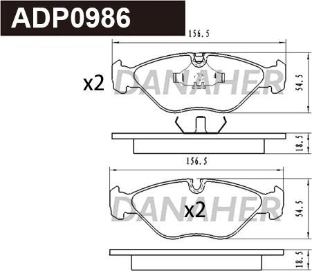 Danaher ADP0986 - Гальмівні колодки, дискові гальма autozip.com.ua