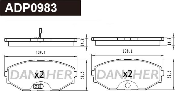 Danaher ADP0983 - Гальмівні колодки, дискові гальма autozip.com.ua