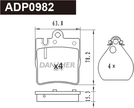 Danaher ADP0982 - Гальмівні колодки, дискові гальма autozip.com.ua