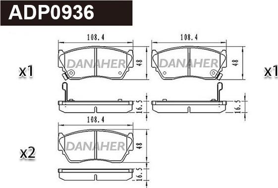 Danaher ADP0936 - Гальмівні колодки, дискові гальма autozip.com.ua