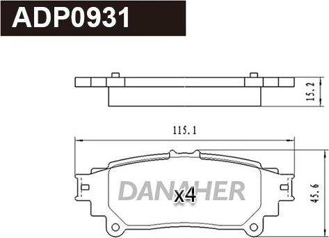 Danaher ADP0931 - Гальмівні колодки, дискові гальма autozip.com.ua