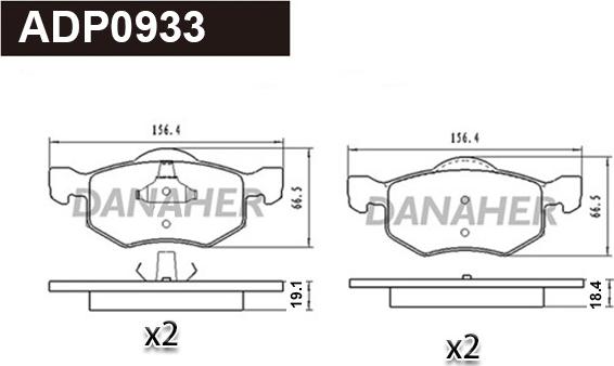 Danaher ADP0933 - Гальмівні колодки, дискові гальма autozip.com.ua