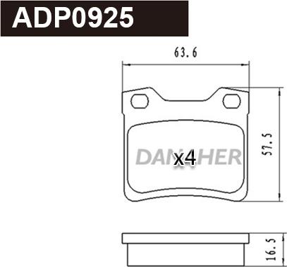 Danaher ADP0925 - Гальмівні колодки, дискові гальма autozip.com.ua