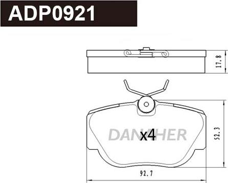 Danaher ADP0921 - Гальмівні колодки, дискові гальма autozip.com.ua