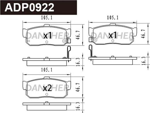 Danaher ADP0922 - Гальмівні колодки, дискові гальма autozip.com.ua