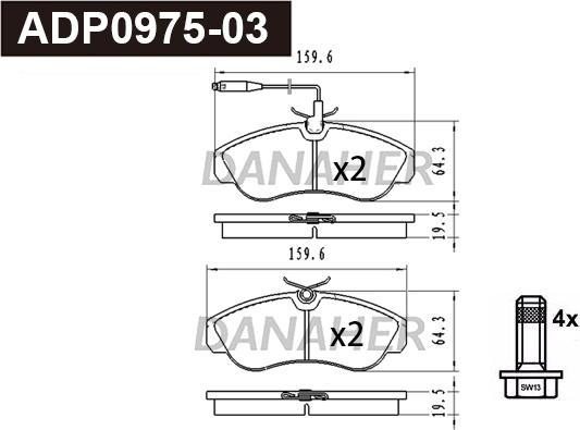 Danaher ADP0975-03 - Гальмівні колодки, дискові гальма autozip.com.ua