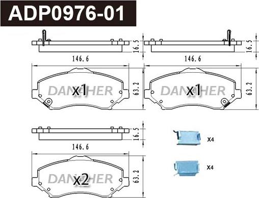 Danaher ADP0976-01 - Гальмівні колодки, дискові гальма autozip.com.ua