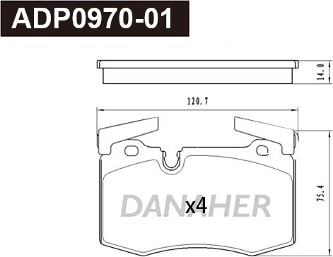 Danaher ADP0970-01 - Гальмівні колодки, дискові гальма autozip.com.ua