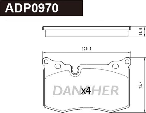 Danaher ADP0970 - Гальмівні колодки, дискові гальма autozip.com.ua