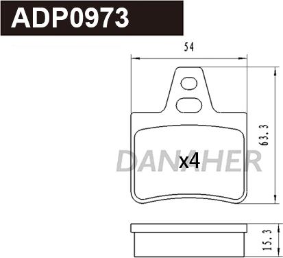 Danaher ADP0973 - Гальмівні колодки, дискові гальма autozip.com.ua