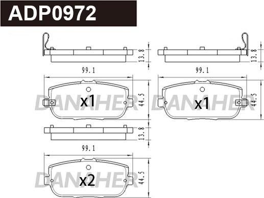 Danaher ADP0972 - Гальмівні колодки, дискові гальма autozip.com.ua