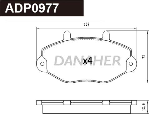 Danaher ADP0977 - Гальмівні колодки, дискові гальма autozip.com.ua