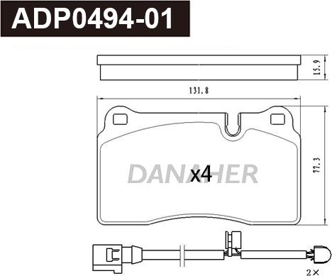 Danaher ADP0494-01 - Гальмівні колодки, дискові гальма autozip.com.ua