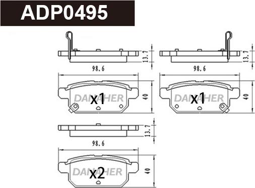 Danaher ADP0495 - Гальмівні колодки, дискові гальма autozip.com.ua