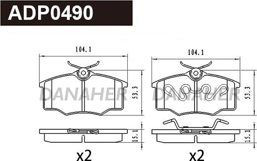 Danaher ADP0490 - Гальмівні колодки, дискові гальма autozip.com.ua