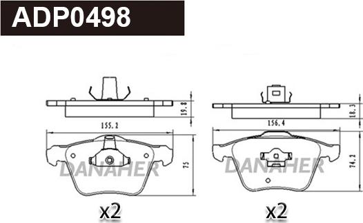 Danaher ADP0498 - Гальмівні колодки, дискові гальма autozip.com.ua