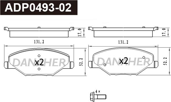 Danaher ADP0493-02 - Гальмівні колодки, дискові гальма autozip.com.ua