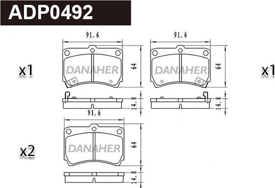 Danaher ADP0492 - Гальмівні колодки, дискові гальма autozip.com.ua