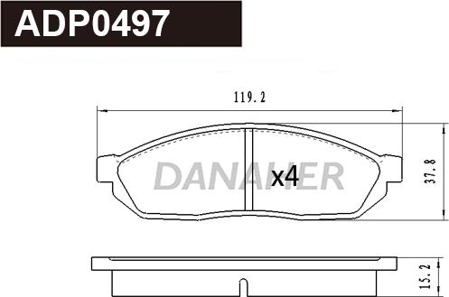 Danaher ADP0497 - Гальмівні колодки, дискові гальма autozip.com.ua