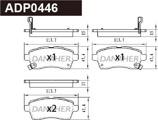 Danaher ADP0446 - Гальмівні колодки, дискові гальма autozip.com.ua