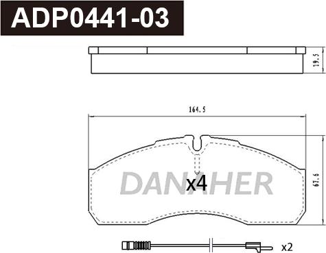 Danaher ADP0441-03 - Гальмівні колодки, дискові гальма autozip.com.ua