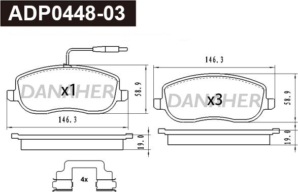 Danaher ADP0448-03 - Гальмівні колодки, дискові гальма autozip.com.ua