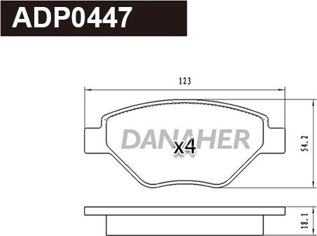 Danaher ADP0447 - Гальмівні колодки, дискові гальма autozip.com.ua