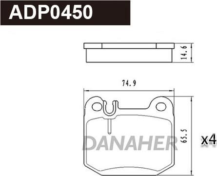 Danaher ADP0450 - Гальмівні колодки, дискові гальма autozip.com.ua