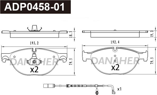 Danaher ADP0458-01 - Гальмівні колодки, дискові гальма autozip.com.ua